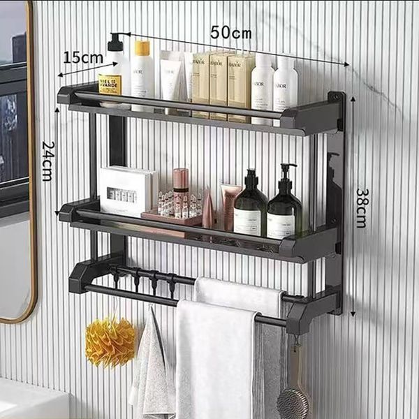 Полка 3 яруса для полотенец и шампуней Nest Sunny Графит 50см 2128952 фото