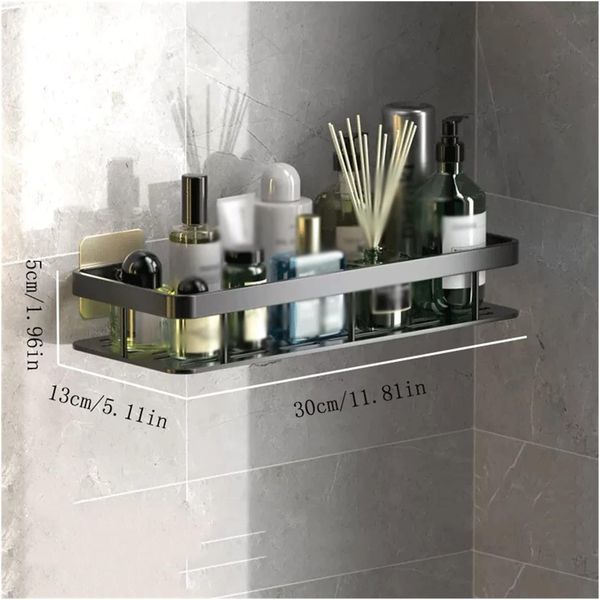 Металева полиця для ванної самоклеюча Bathroom shelf до 10 кг GREY G6410 фото