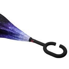 Парасолька Lesko Up-Brella Зоряне небо складається парасолька у зворотному напрямку довга ручка антизонт хіт 540VEN187 фото