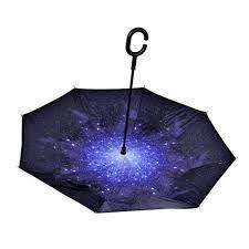 Парасолька Lesko Up-Brella Зоряне небо складається парасолька у зворотному напрямку довга ручка антизонт хіт 540VEN187 фото
