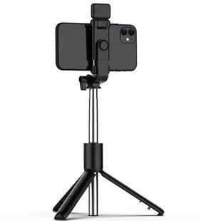 Селф палиця, штатив-монопод для телефону з Bluetooth пультом та LED світлом Selfie Stick DF-01S AND 5222 (чорний) 2054041 фото