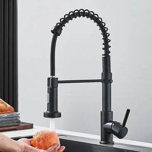 Стильний кухонний змішувач Matte Black Гнучкий кран з обертанням потоку в 360 градусів M90909 фото