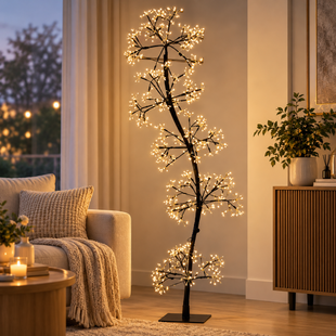 Светодиодное дерево с ветками 1.8 м, 1500 LED, теплое освещение / Дерево светодиодное на подставке / Декоративное дерево AsAD-2581 фото