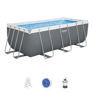 Басейн каркасний прямокутний у комплекті Power Steel 13'6" x 6'7" x 48"/4.12m x 2.01m x 1.22m Rectangular Pool Set 56457 toy56457 фото