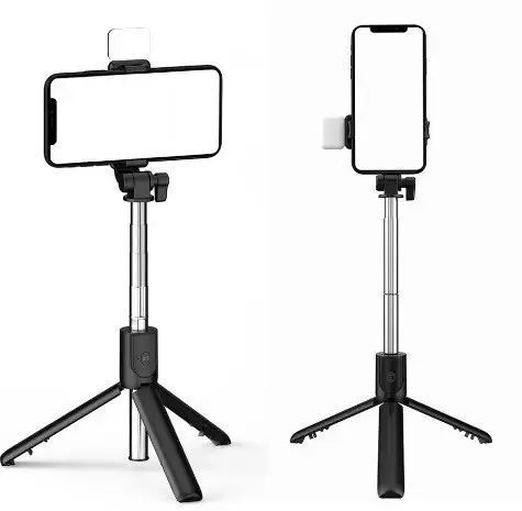 Селф палиця, штатив-монопод для телефону з Bluetooth пультом та LED світлом Selfie Stick DF-01S AND 5222 (чорний) 2054041 фото