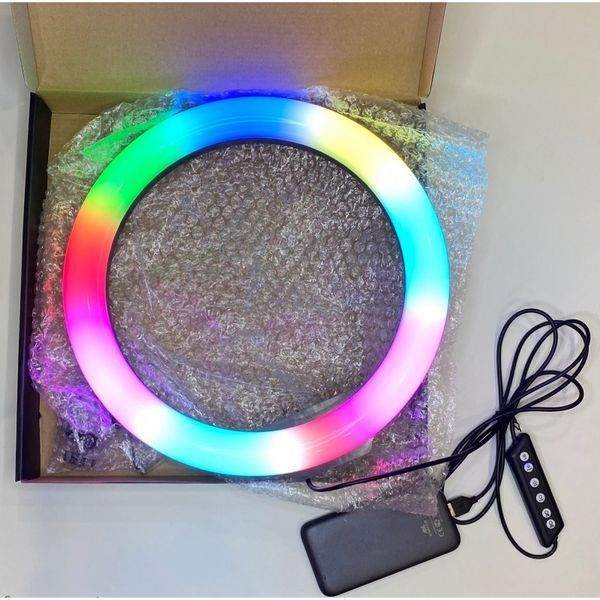Кільцева світлодіодна лампа RGB 30 см із кріпленням для телефону 2433321253 фото