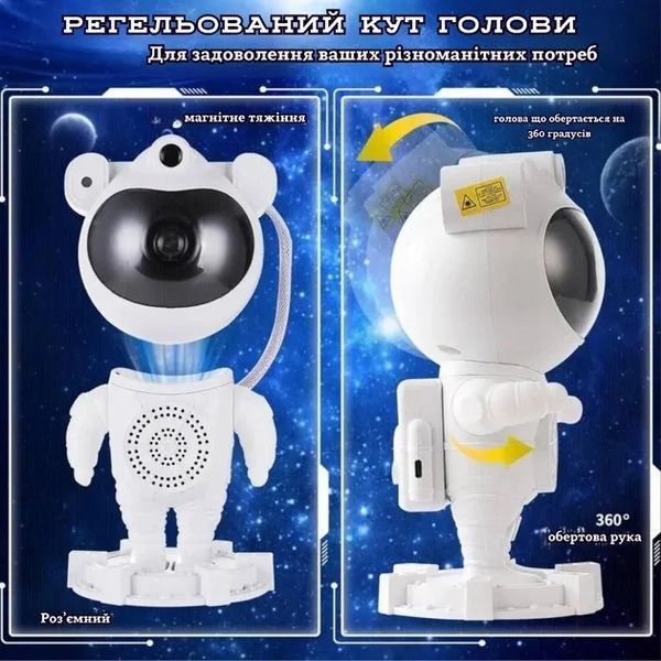 Ночник проектор зоряного неба Астронавт із Bluetooth колонкою Sky Star Astronaut Bambi ZZ-202 44091072 фото