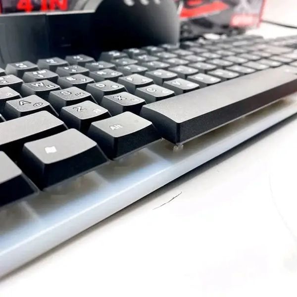 Ігровий комплект клавіатура та миша навушники килимок 4в1 Linmoni TF-400 Kit з RGB підсвічуванням для геймерів n852369 фото