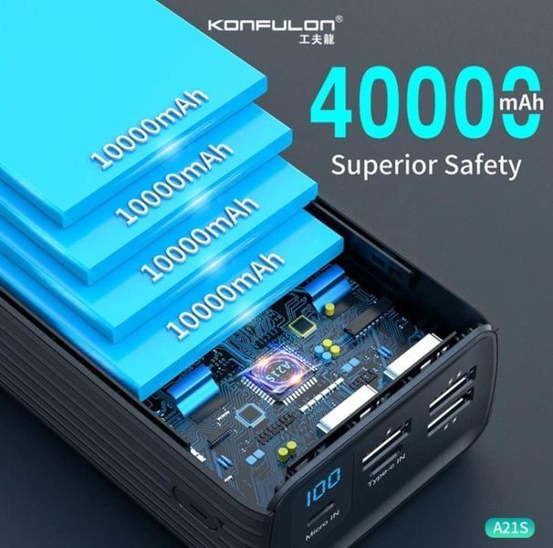 Портативное зарядное устройство для Konfulon A21S Power Bank 40000mah PahA21S фото