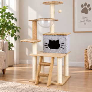 Игровой комплекс для кошек APOLLO-2 с когтеточкой / Многоуровневый домик 50&times;40&times;125 см M17980 фото