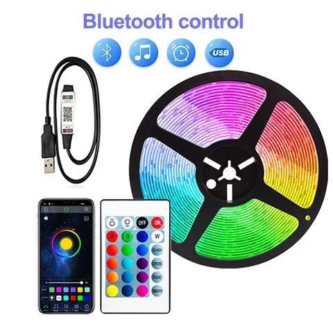 Світлодіодна стрічка LED RGB USB APP SF-20, самоклеюча, 5 м, з пультом ДУ, на 300 діодів G7770 фото