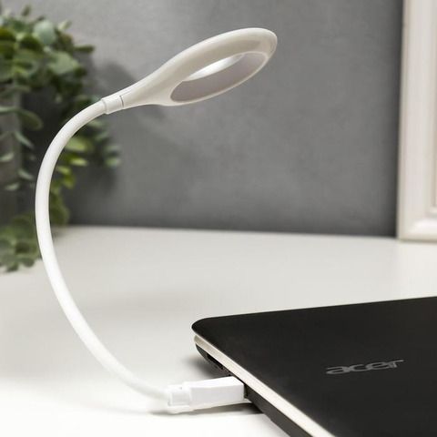Гнучка USB лампа з голосовим керуванням із зарядкою від Power bank біла / Світлодіодний ліхтар LK-50 21256320 фото