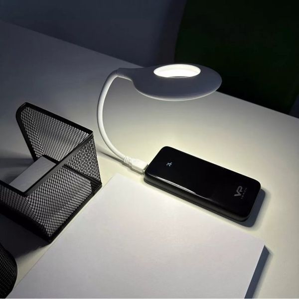 Гнучка USB лампа з голосовим керуванням із зарядкою від Power bank біла / Світлодіодний ліхтар LK-50 21256320 фото