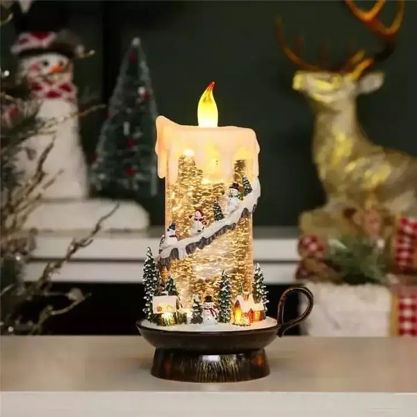 Новорічний музичний нічник-світильник XMAS 21020B Музична свічка зі Сніговиками sp3580 фото