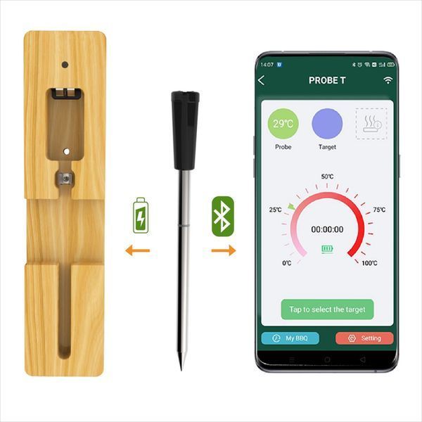 Цифровий Bluetooth термометр з керуванням через телефон, для м'яса, гриля та духовки MA-367 фото