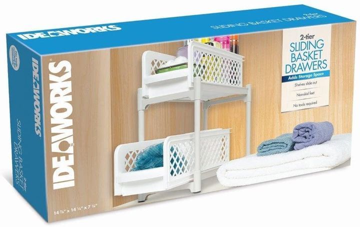 Пластиковий органайзер для ванної з 2 висувними полицями, Portable 2 Tier Basket Drawers M0000 фото