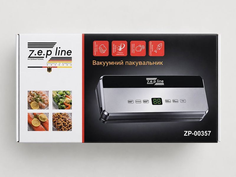 Вакуумний пакувальник 200 Вт з сенсорним дисплеєм / Вакууматор для продуктів Zepline ZP-00357 ZP-357 фото