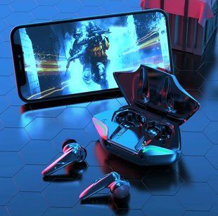 Бездротові навушники TWS Bluetooth Bakey G11 з мікрофоном. Кейс, повербанк, LED підсвічування Black Rav225 фото