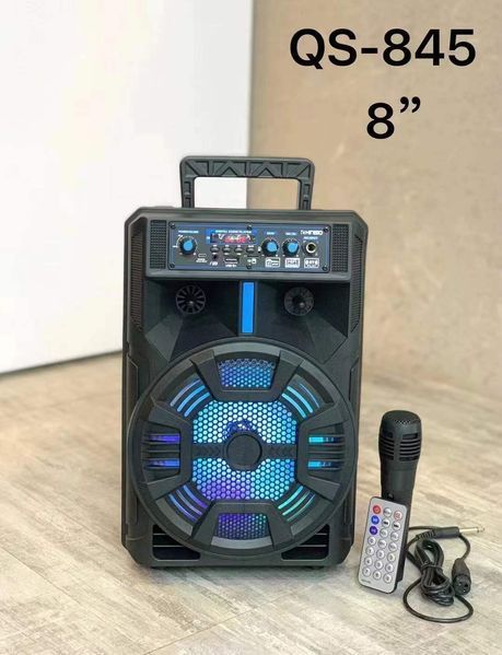 Портативна колонка Kimiso QS-845 з мікрофоном та світломузикою (USB/BT/FM) G845 фото