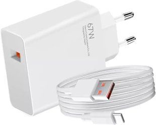 Адаптер USB с кабелем USB-TYPE C 67W / Комплект зарядки для телефона USB + Type-C sp9170 фото