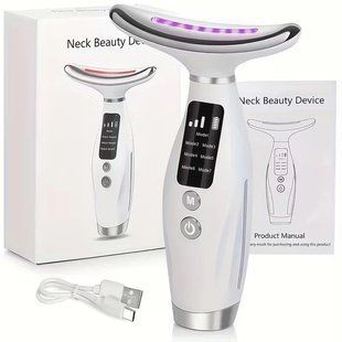Акумуляторний електричний масажер для обличчя Neck Beauty Device з LED-дисплеєм, 7 режимів, USB-заряджання Jamx4581 фото