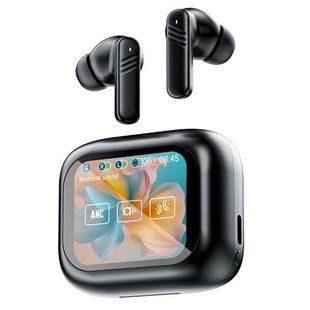 Бездротові навушники LX-10 TWS Earbuds з LED дисплеєм, Bluetooth 5.4, ANC+ENC, 320mAh Black 2019034 фото