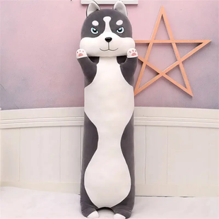М'яка іграшка подушка довгий Хаскі антистрес подушка сірий 110 см EL-2117-21і фото