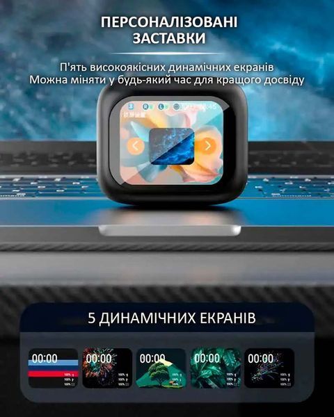 Бездротові навушники LX-10 TWS Earbuds з LED дисплеєм, Bluetooth 5.4, ANC+ENC, 320mAh Black 2019034 фото