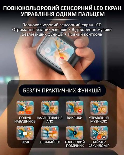 Бездротові навушники LX-10 TWS Earbuds з LED дисплеєм, Bluetooth 5.4, ANC+ENC, 320mAh Black 2019034 фото