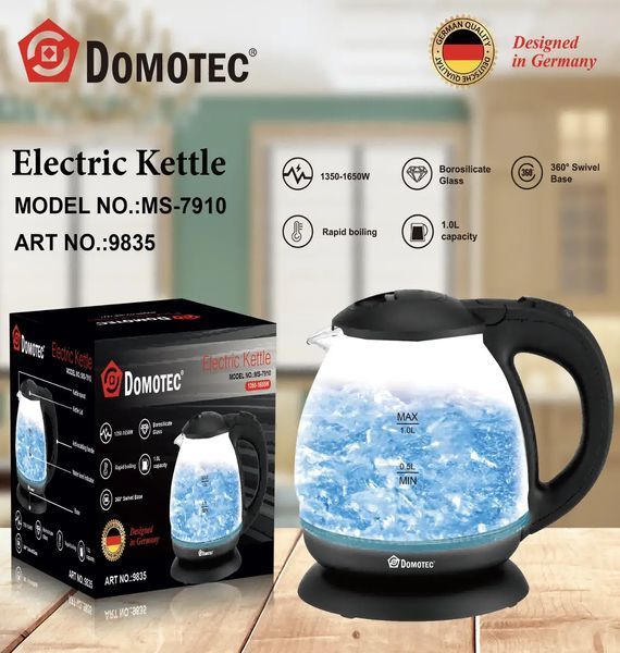 Електричний скляний чайник 1л Domotec MS 7910 sp9835 фото