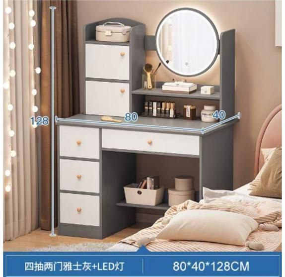 Стіл для макіяжу з LED дзеркалом STL-MD 72 (Г40/Ш80/В127) (СІРО-БІЛИЙ) M17247 фото