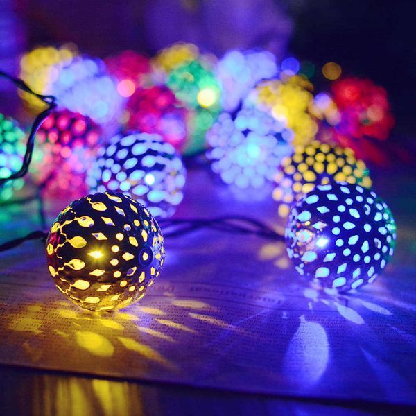 Гірлянда світлодіодна Кулька металева золота, 20 LED, Мультицвет 2123877 фото