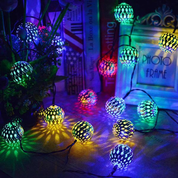 Гірлянда світлодіодна Кулька металева золота, 20 LED, Мультицвет 2123877 фото