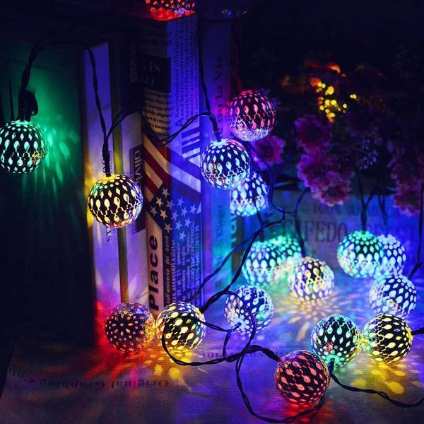 Гірлянда світлодіодна Кулька металева золота, 20 LED, Мультицвет 2123877 фото