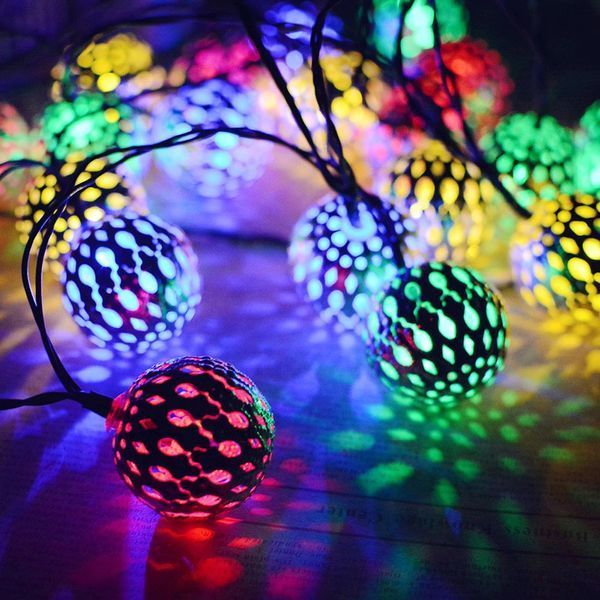 Гірлянда світлодіодна Кулька металева золота, 20 LED, Мультицвет 2123877 фото