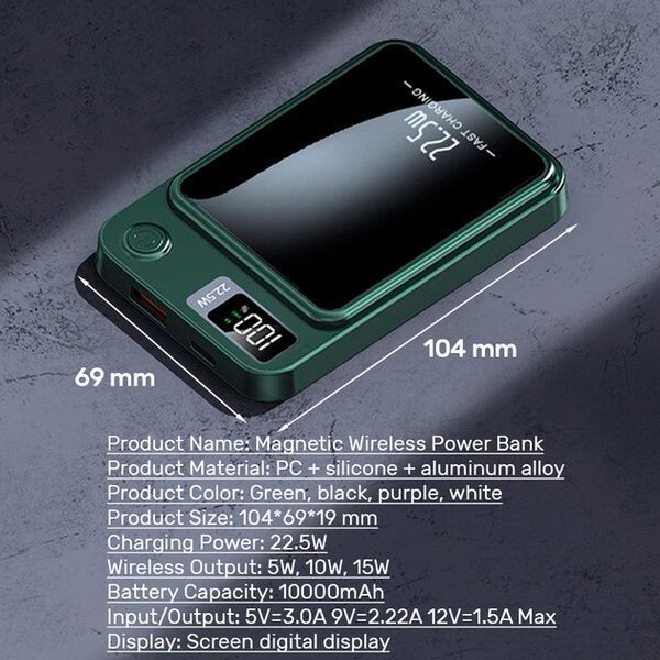 Power bank беспроводной XIYT Y211 / быстрая зарядка / Magsafe / Magnetic / 22.5W + 15W / 10000 mAh JamY211 фото