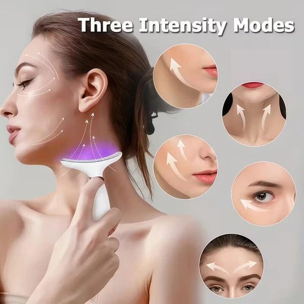 Акумуляторний електричний масажер для обличчя Neck Beauty Device з LED-дисплеєм, 7 режимів, USB-заряджання Jamx4581 фото