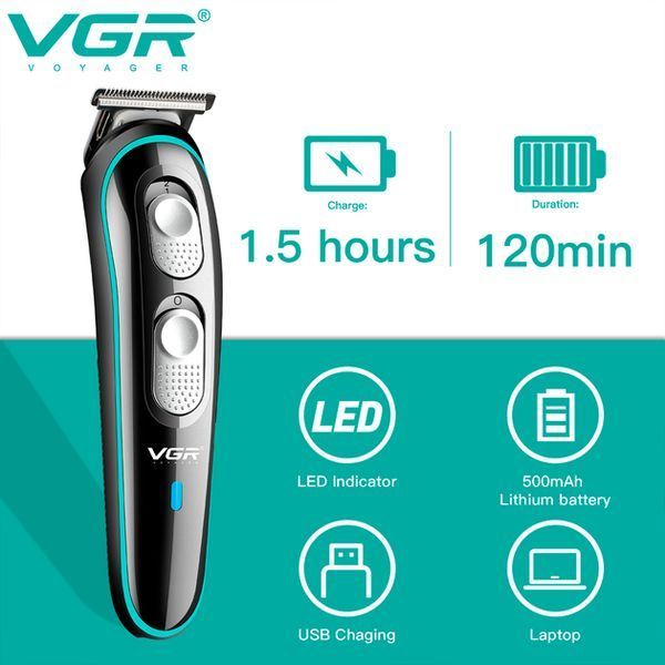 Тример акумуляторний, машинка для стрижки VGR V-055 з регулятором висоти, 4 насадки 2054238 фото