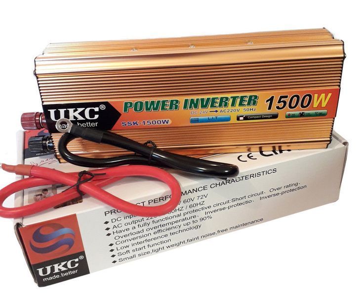 Перетворювач напруги UKC 1500 Вт 24v 220v інвертор 1500w 24в 220в nav49046 фото