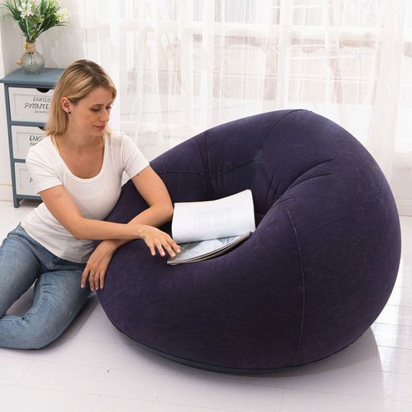 Надувне крісло-пуф Inflatable Sofa / Надувне крісло-мішок 110&times;110&times;85 см Темно-синій G6820/5 фото