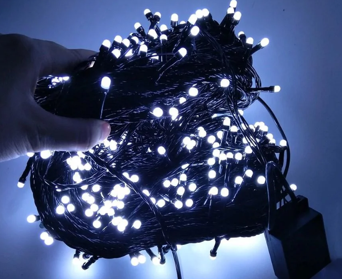 Світлодіодна Гірлянда нитка 101 led RGB різнокольорова (чорний провід) 9 м sa0.95*5432174 фото