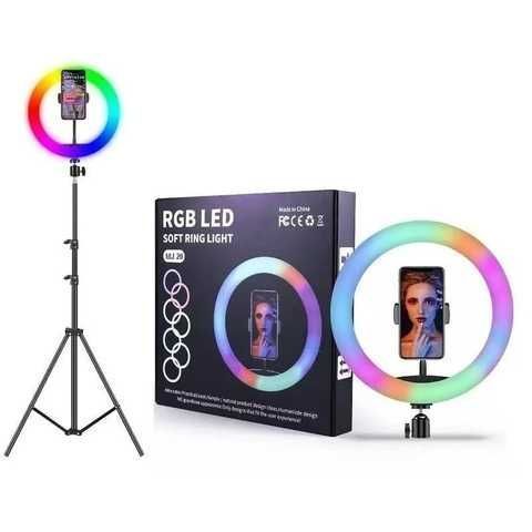 Кільцева лампа зі Штативом RGB 36 см, Світлодіодна LED лампа, Кільцеве світло, Різнобарвна лампа блогера 2115533352 фото