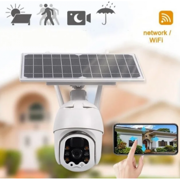Поворотна вулична IP Solar камера PTZ відеоспостереження із сонячною панеллю PTU65433 фото