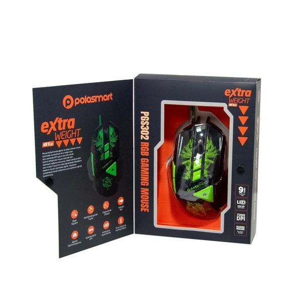 Дротова ігрова мишка зі світлодіодним підсвічуванням PoloSmart PGS302 4 рівня чутливості sp3574 фото