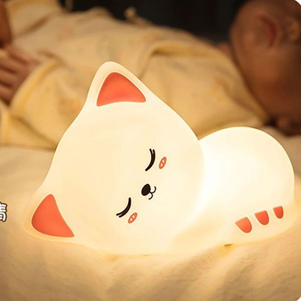 Дитячий нічник Sleeping cat Світильник акумуляторний сенсорний 6 режимів свічення 5Вт VEN702 фото