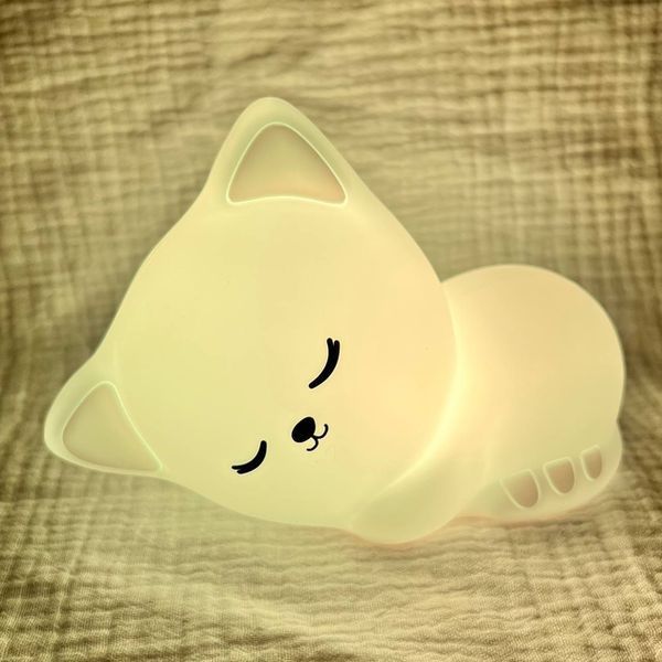 Дитячий нічник Sleeping cat Світильник акумуляторний сенсорний 6 режимів свічення 5Вт VEN702 фото
