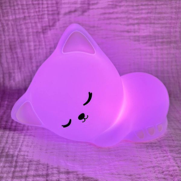 Дитячий нічник Sleeping cat Світильник акумуляторний сенсорний 6 режимів свічення 5Вт VEN702 фото
