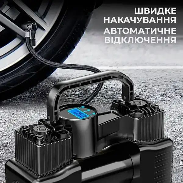 Портативний автомобільний компресор з дисплеєм та живленням від прикурювача Air pump XL-1025 12V 2053577 фото