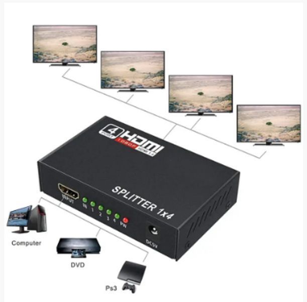 HDMI розгалужувач на 4 порти HDMI SPLITTER 1 in 4 / Чорний sp9220 фото