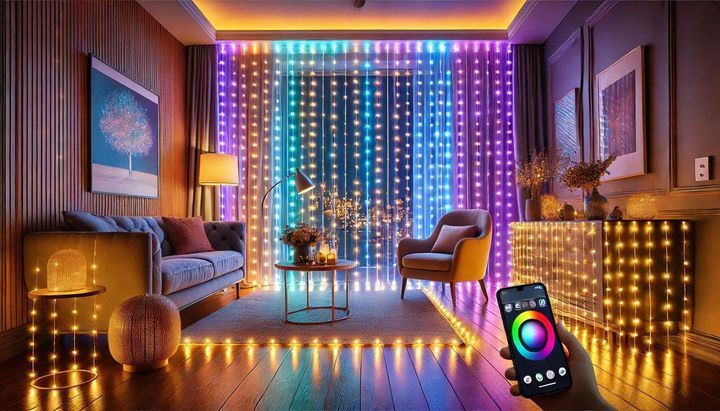 Гірлянда-штора з дистанційним керуванням через APP, Bluetooth, USB, XPRO 3*3м (SFK-06) M16902 фото